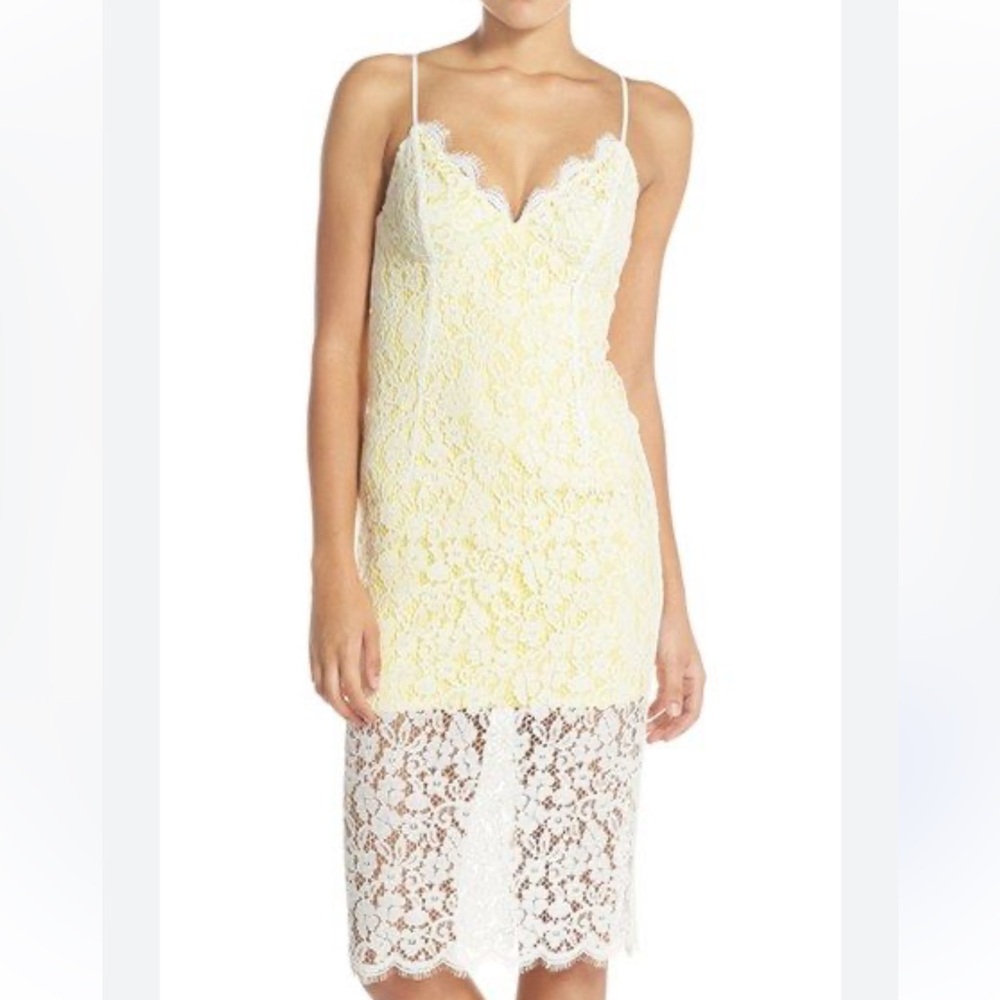 Bardot Sienna White and Yellow Lace Dress